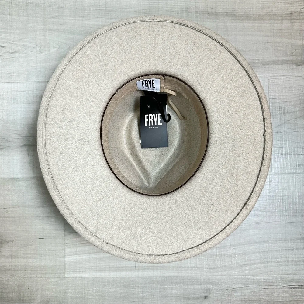 Frye Felt & Faux Leather‎ Embellished Wide Brim Rancher Cowgirl Hat Southwestern - Picture 10 of 12